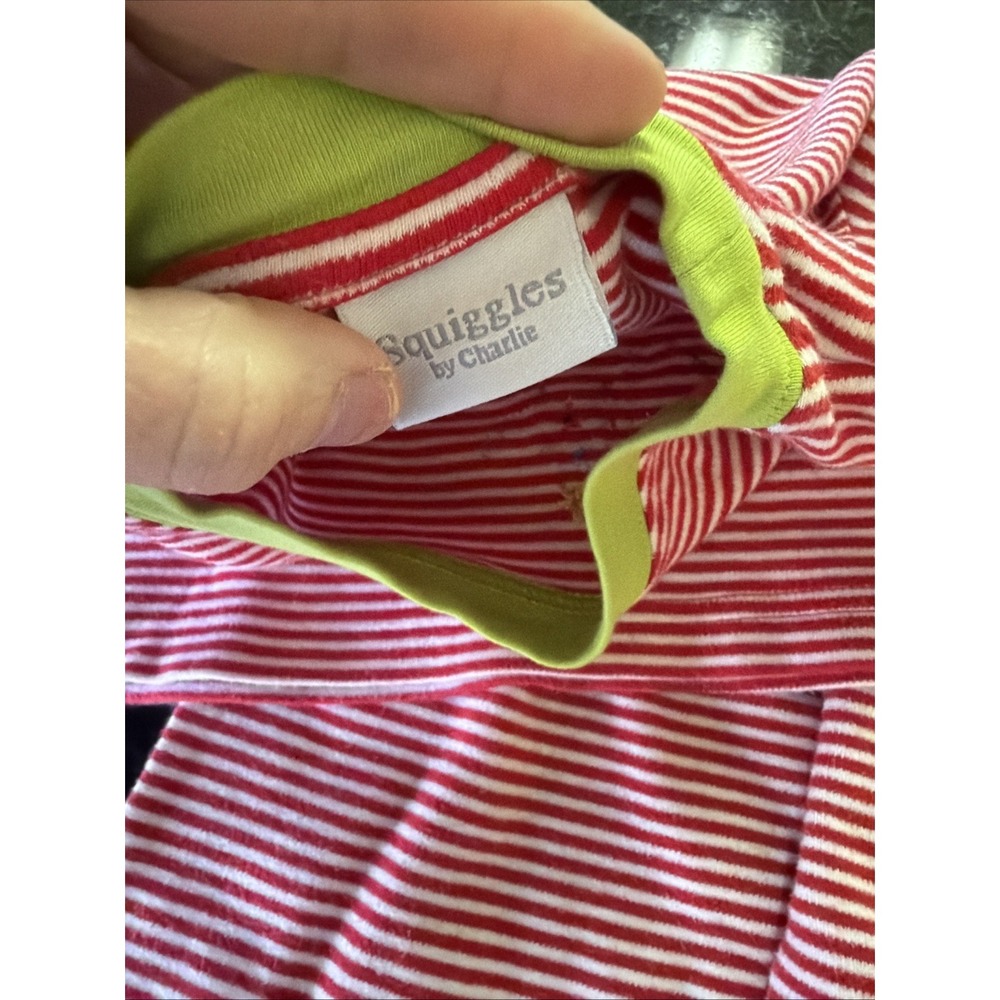 Kids Red & White Stripe Pajama Set with Green Trim - Picture 4 of 7